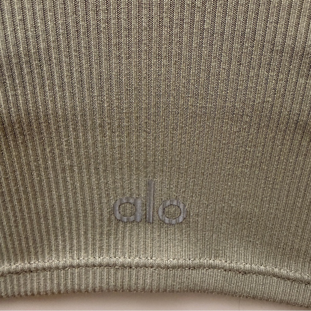 ALO Yoga Ribbed crop tank with built in Bra in light sage green. Size small - Picture 12 of 16
